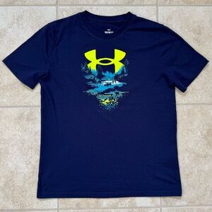 Under Armour Boys' UA Short Sleeve Tee
Size: Large
Color: Blue/Yellow